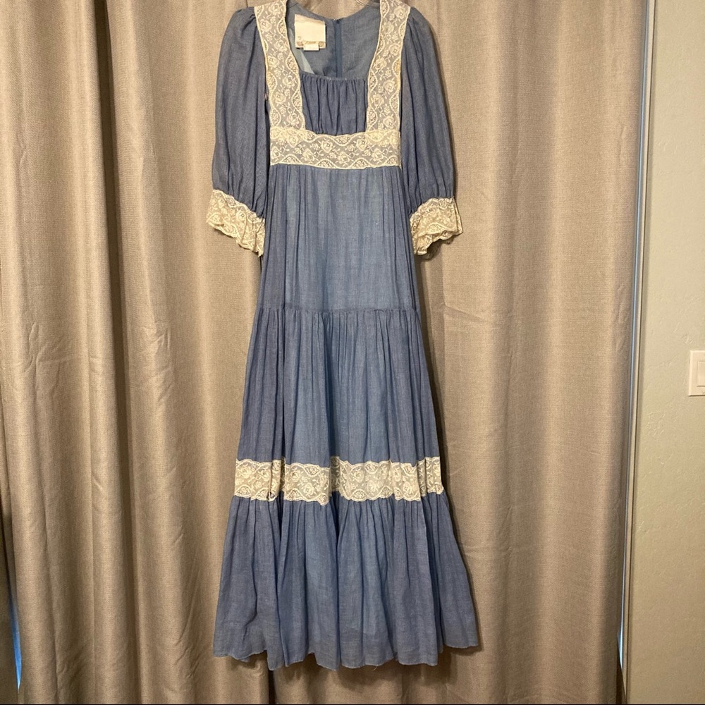 Vintage Gunne Sax Chambray Prairie Maxi